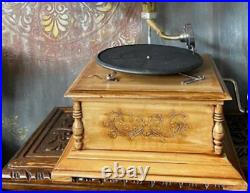 BEAUTIFUL HMV Working Embroidered Gramophone Player Phonograph Record Player