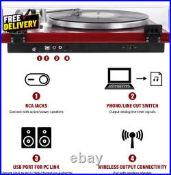 Belt Drive Turntable Vinyl Record Player Bluetooth USB Phono Preamp