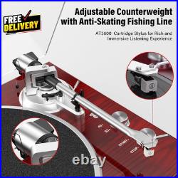 Belt Drive Turntable Vinyl Record Player Bluetooth USB Phono Preamp