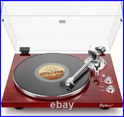 Belt Drive Turntable for Vinyl Record Player, Bluetooth Output, Built-In Phono P