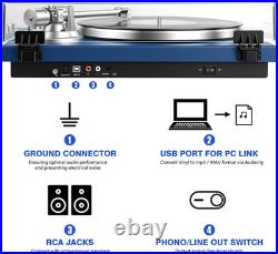 Belt Drive Turntable for Vinyl Record Player, Bluetooth Output, Built-In Phono P