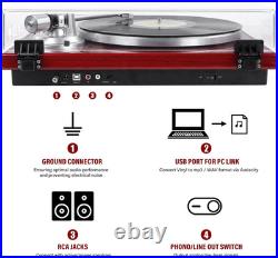 Belt Drive Turntable for Vinyl Record Player, Bluetooth Output, Built-In Phono P