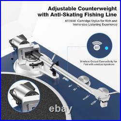 Belt Drive Turntable for Vinyl Record Player, Bluetooth Output, Built-In Phono P