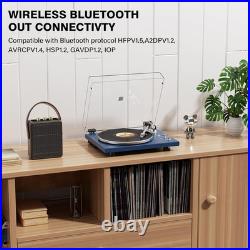 Belt Drive Turntable for Vinyl Record Player, Bluetooth Output, Built-In Phono P