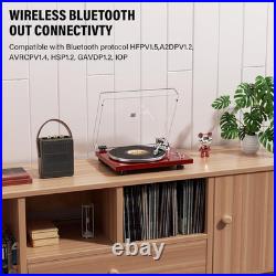 Belt Drive Turntable for Vinyl Record Player, Bluetooth Output, Built-In Phono P