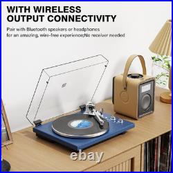 Belt Drive Turntable for Vinyl Record Player, Bluetooth Output, Built-In Phono P
