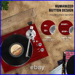 Belt Drive Turntable for Vinyl Record Player, Bluetooth Output, Built-In Phono P