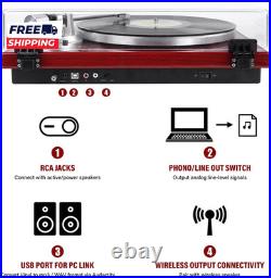 Belt Drive Turntable for Vinyl Record Player Connect with Bluetooth Speakers