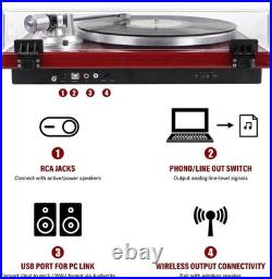 Belt Drive Turntable for Vinyl Record Player, Connect with Bluetooth Speakers
