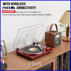 Belt Drive Turntable for Vinyl Record Player Connect with Bluetooth Speakers