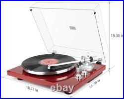 Belt Drive Turntable with Bluetooth Connectivity, Built-in Phono Pre-amp, USB Di