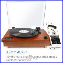 Belt Drive Vintage Record Player 3 Speed Bluetooth Turntable Stereo RCA MP3 USB