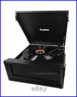 Black Steepletone SRP1R 11 Record Player & Radio 33,45,78 3 Speed Turntable USB