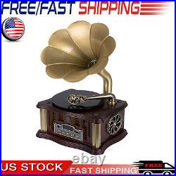 Bluetooth Phonograph Record Player Turntable Vintage Gramophone with Remote USA