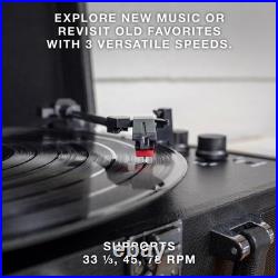 Bluetooth Portable Suitcase Record Player 3-Speed Vinyl with Built-in Speaker
