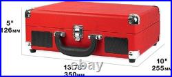 Bluetooth Portable Suitcase Record Player 3-Speed Vinyl with Built-in Speaker