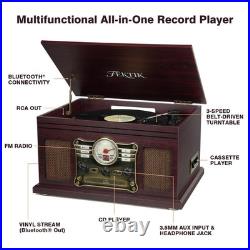 Bluetooth Record Player 10 in 1, 3-Speed Belt-Drive Turntable with Speakers