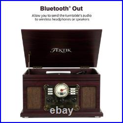 Bluetooth Record Player 10 in 1, 3-Speed Belt-Drive Turntable with Speakers