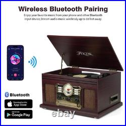 Bluetooth Record Player 10 in 1, 3-Speed Belt-Drive Turntable with Speakers