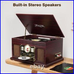 Bluetooth Record Player 10 in 1, 3-Speed Belt-Drive Turntable with Speakers