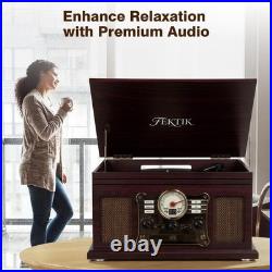 Bluetooth Record Player 10 in 1, 3-Speed Belt-Drive Turntable with Speakers