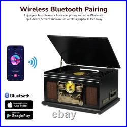 Bluetooth Record Player 10 in 1,3-Speed Turntable for Vinyl with Speakers, LP Bluetooth Record Player 10 in 1,3-Speed Turntable for Vinyl with Speakers, LP