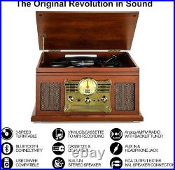 Bluetooth Record Player 10 in 1, 3-Speed Turntable for Vinyl with Speakers, LP t