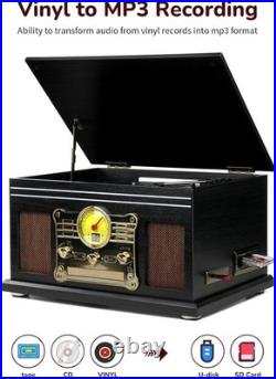 Bluetooth Record Player 10 in 1, 3-Speed Turntable for Vinyl with Speakers, LP t Bluetooth Record Player 10 in 1, 3-Speed Turntable for Vinyl with Speakers, LP t