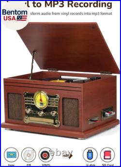 Bluetooth Record Player 10 in 1, 3-Speed Turntable for Vinyl with Speakers, LP t