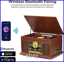 Bluetooth Record Player 10 in 1, 3-Speed Turntable for Vinyl with Speakers, LP t