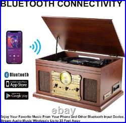 Bluetooth Record Player 10 in 1, 3-Speed Turntable for Vinyl with Speakers, LP t