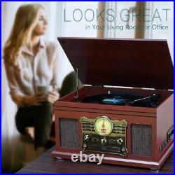 Bluetooth Record Player 10 in 1, 3-Speed Turntable for Vinyl with Speakers, LP t