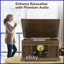 Bluetooth Record Player 10 in 1, 3-Speed Turntable for Vinyl with Speakers, LP t