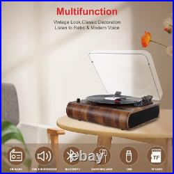 Bluetooth Record Player, 3 Speed Turntable with Built-In Speakers, Retro LP Viny Bluetooth Record Player, 3 Speed Turntable with Built-In Speakers, Retro LP Viny