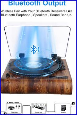 Bluetooth Record Player, 3 Speed Turntable with Built-In Speakers, Retro LP Viny Bluetooth Record Player, 3 Speed Turntable with Built-In Speakers, Retro LP Viny