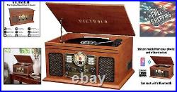 Bluetooth Record Player & Multimedia Center Vintage Style, 3-Speed Turntable