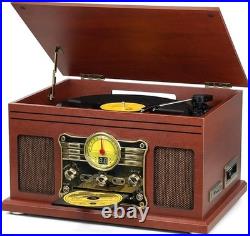 Bluetooth Record Player Turntable 3 Speed 33 45 78 RPM CD Cassette FM Radio MP3