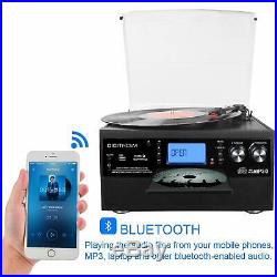 Bluetooth Record Player Turntable LP Vinyl to MP3 Converter with CD Cassette