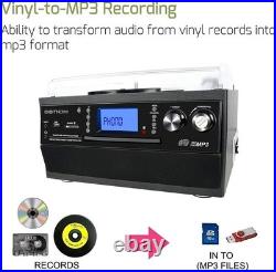 Bluetooth Record Player Turntable with Stereo Speaker, Cassette, Radio