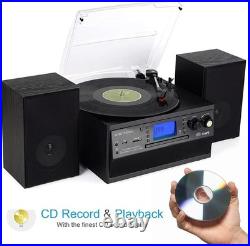 Bluetooth Record Player Turntable with Stereo Speaker, LP Vinyl to MP3 Conver