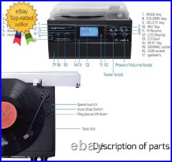 Bluetooth Record Player Turntable with Stereo Speaker, LP Vinyl to MP3 Converter