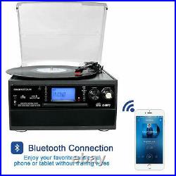 Bluetooth Record Player with Stereo Speakers CD and Cassette Player AM/FM Radio