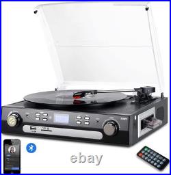 Bluetooth Record Player with Stereo Speakers, Turntable for Vinyl to MP3 with