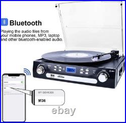 Bluetooth Record Player with Stereo Speakers, Turntable for Vinyl to MP3 with