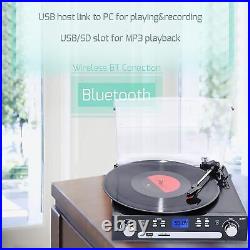 Bluetooth Record Player with Stereo Speakers Turntable for Vinyl to MP3 with