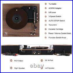 Bluetooth Turntable HiFi System, 3-Speed Vinyl Player with Speakers, Auto-Stop Bluetooth Turntable HiFi System, 3-Speed Vinyl Player with Speakers, Auto-Stop