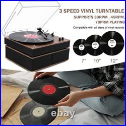 Bluetooth Turntable HiFi System, 3-Speed Vinyl Player with Speakers, Auto-Stop Bluetooth Turntable HiFi System, 3-Speed Vinyl Player with Speakers, Auto-Stop