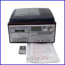 Bluetooth Turntable LP Vinyl Record Player CD/Cassette/Radio/USB Stereo Speakers