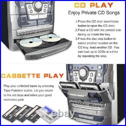 Bluetooth Vinyl Stereo Record Player, 3-Speed Stereo Turntable CD Player Music S