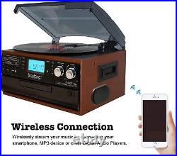 Boytone BT-22MS, Bluetooth Record Player Turntable, AM/FM, Cassette, CD Player